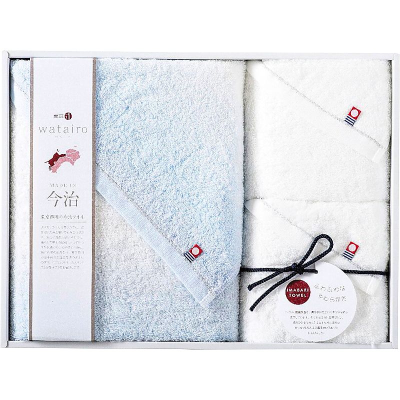( watairo / 今治タオル ) 今治わたいろ バスタオル&フェイスタオル2P ブルー ( 662-0594r )