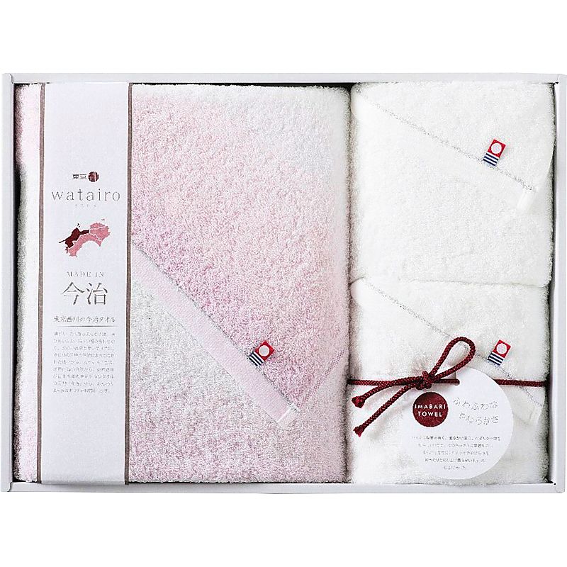 ( watairo / 今治タオル ) 今治わたいろ バスタオル&フェイスタオル2P ピンク ( 662-0595r )