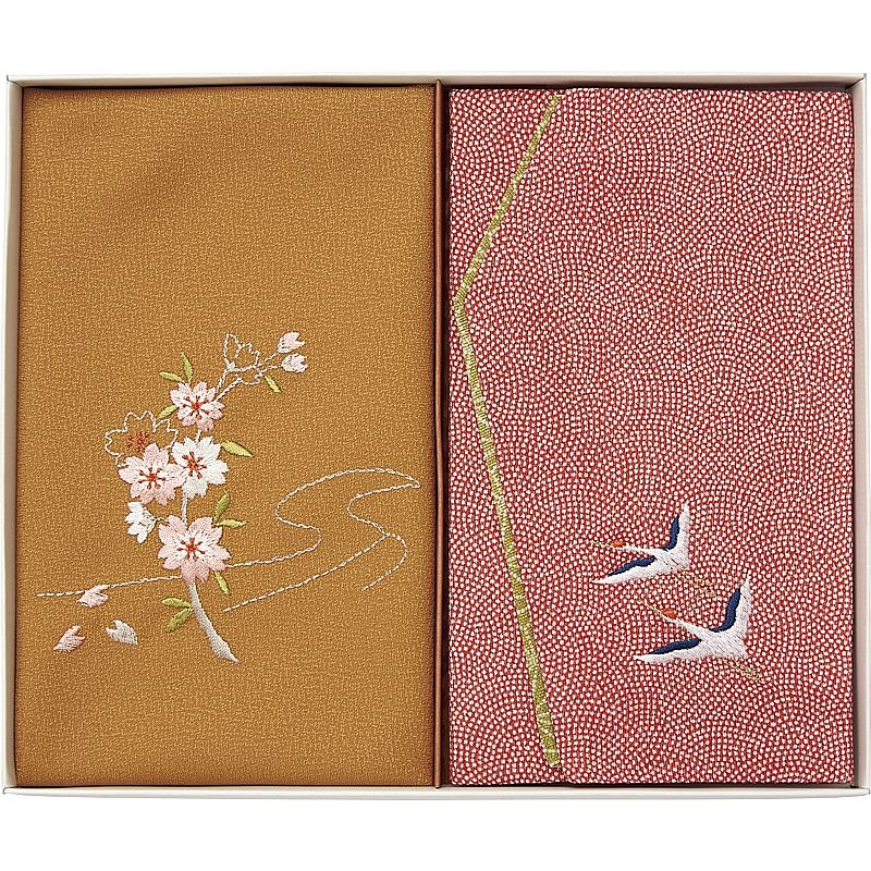 ( 洛北 ) 刺繍入り金封包み&金封ふくさ ( 赤鶴 )