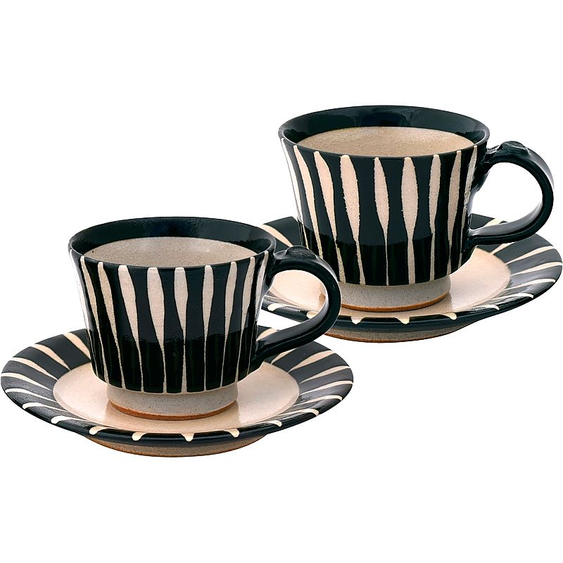 ( 匠魅 / 黒十草 ) コーヒーペア碗皿 ( 662-4177p )