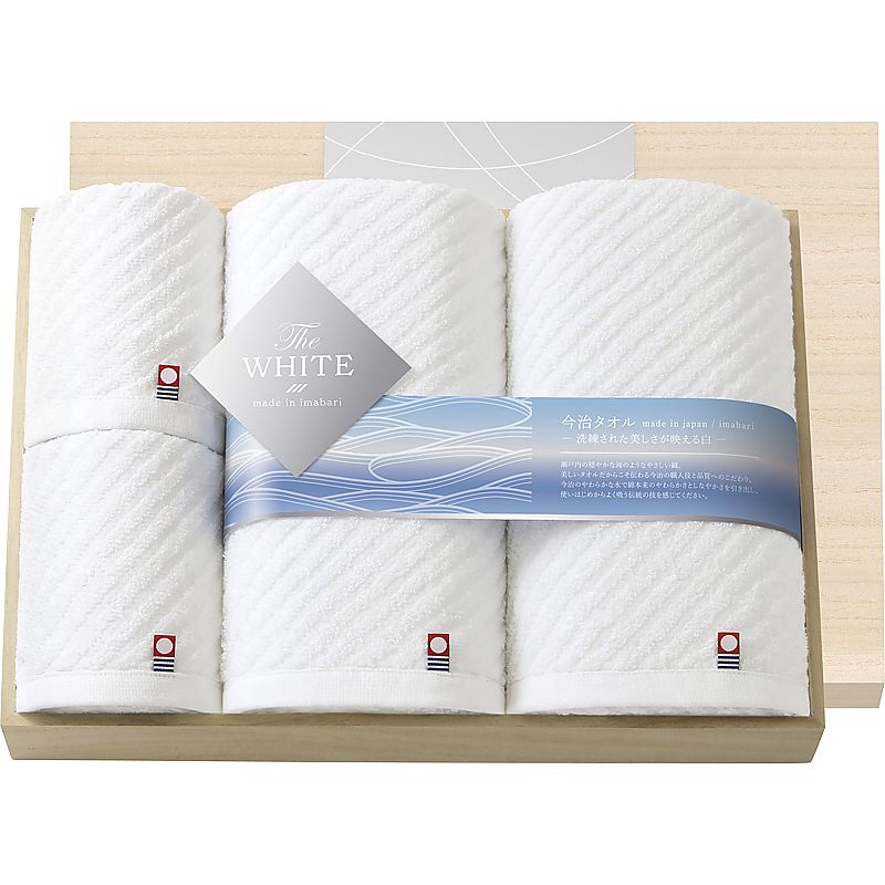 ( 今治 / ザ ホワイト ) 日本製 バスタオル2P&フェイスタオル2P(木箱入) ( 662-5297p )
