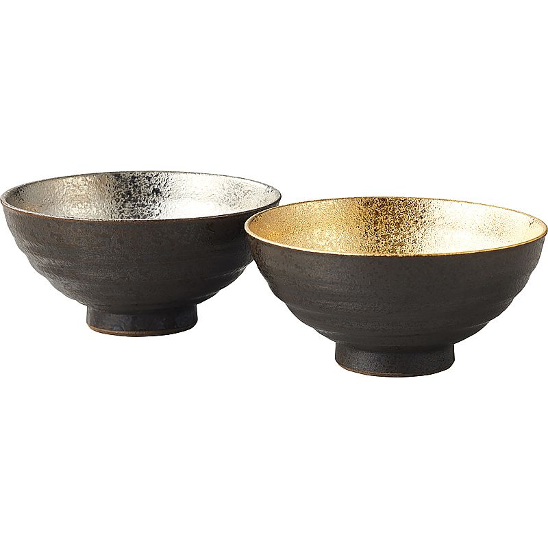 ( 波佐見焼 ) 黄金&プラチナ ライスボールFペア ( 662-5951p )