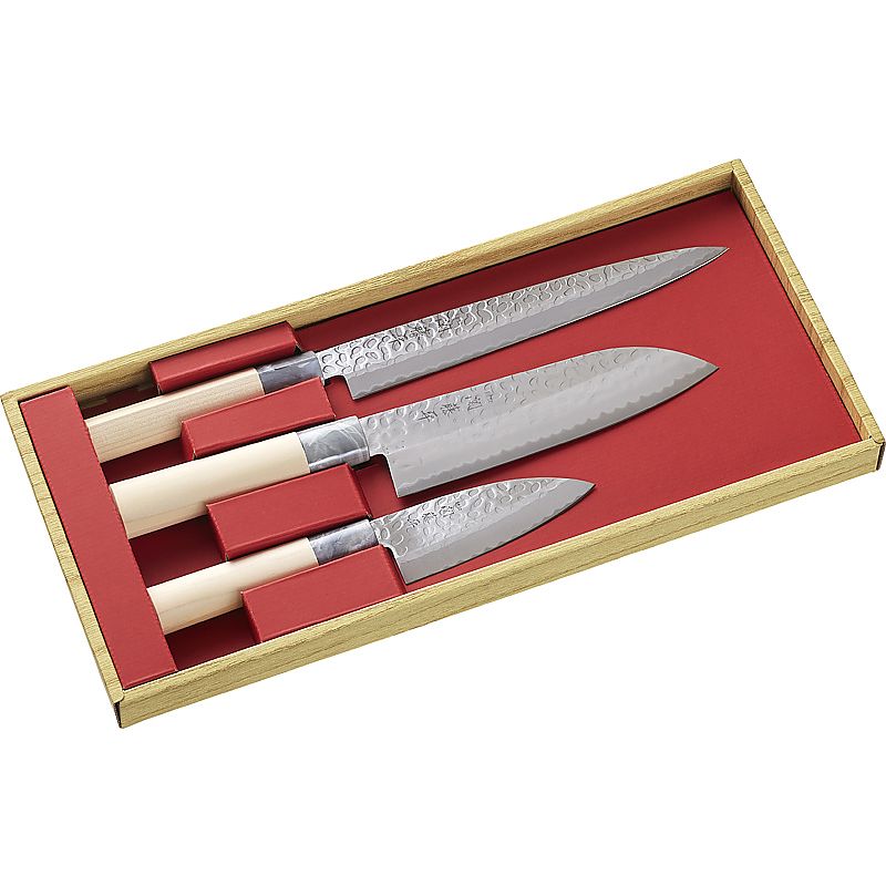 ( 関藤平 ) 鎚起包丁3本組セット(刺身包丁・三徳包丁・小出刃包丁) ( 662-6173p )