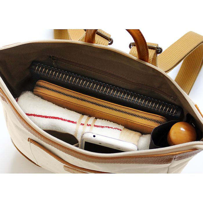 ( HaL / 倉敷産帆布×姫路レザー ) スクエアリュック ( 662-6364p )