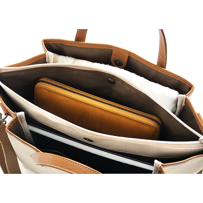 ( HaL / 倉敷産帆布×姫路レザー ) プリーツショルダーバッグ ( 662-6365p )