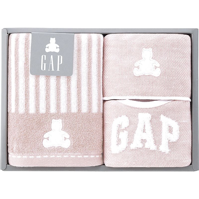 ( ベビー GAP / ストライプベア ) ベビーフェイスタオル&ミニハンカチ&スタイ ( ピンク ) ( 662-6452p )