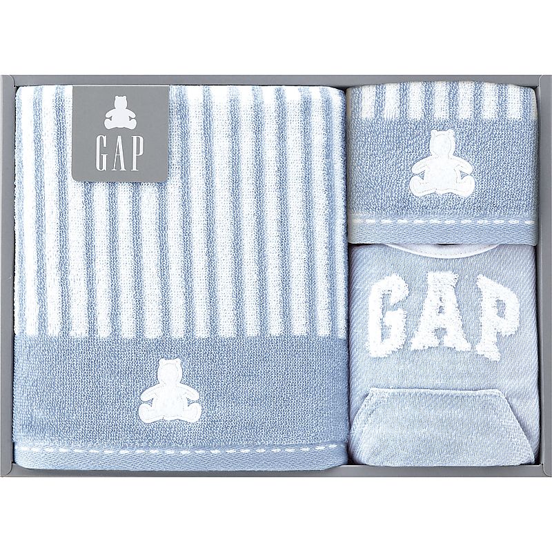 ( ベビー GAP / ストライプベア ) ミニバスタオル&ウォッシュタオル&スタイ ( ブルー ) ( 662-6457p )