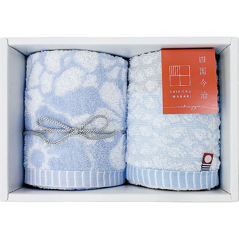 今治ギフト 華音 ウォッシュタオル2P ブルー 662-7184p