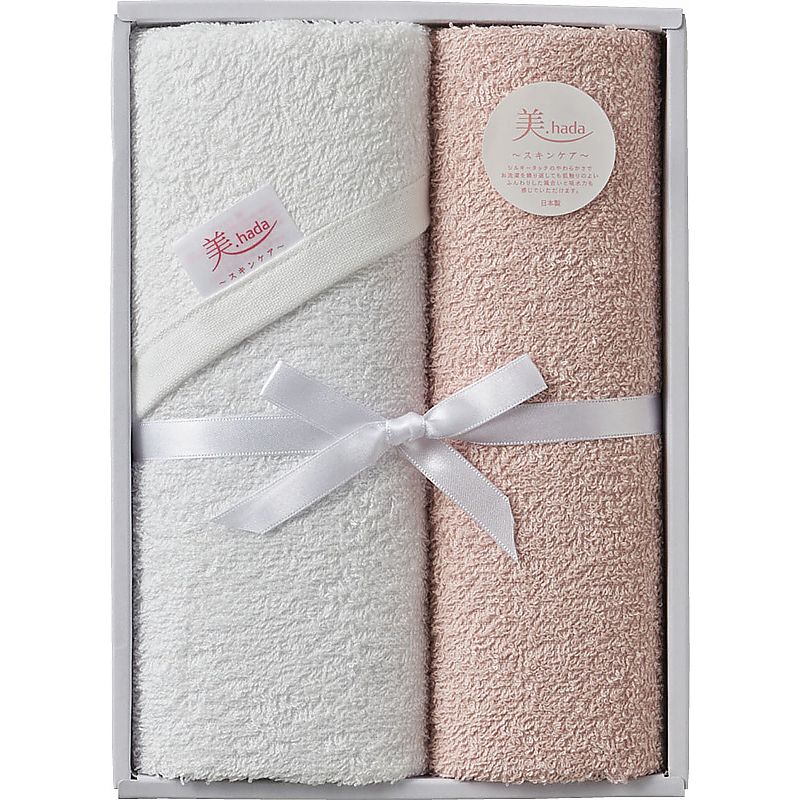 美.hada シルクプロテイン加工フェイスタオル&ハンドタオル 662-7209p