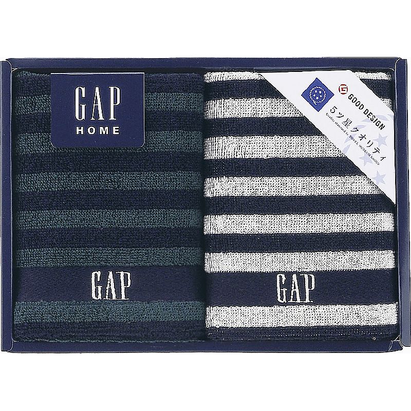 GAP HOME NEW ボーダーギフト ウォッシュタオル2P 662-7283p