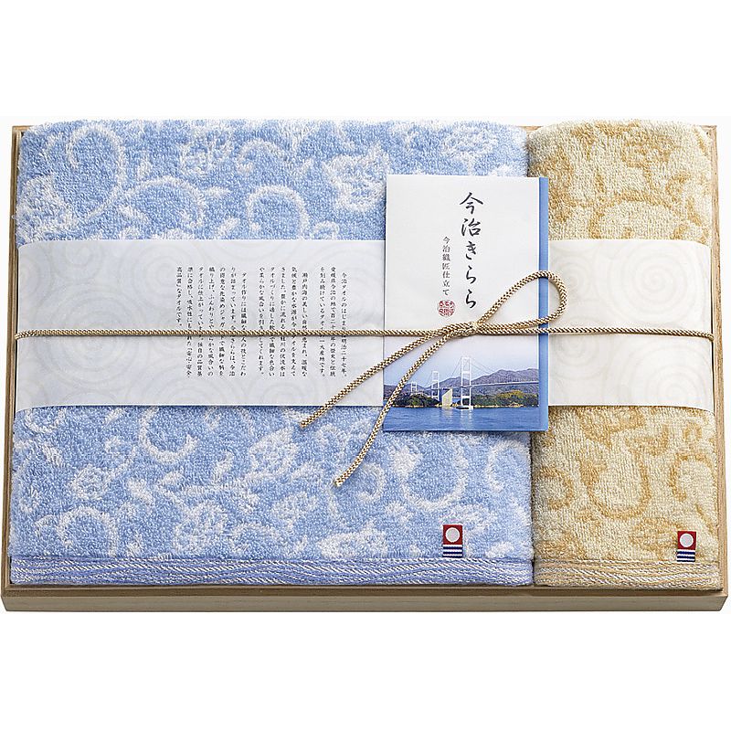 今治きらら 愛媛今治 木箱入りバスタオル&ハンドタオル 662-7442p