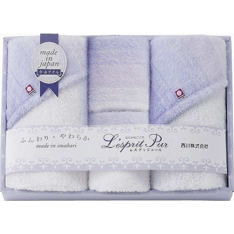 西川 レスプリピュール 今治フェイスタオル2P&ウォッシュタオル2P 662-7483p