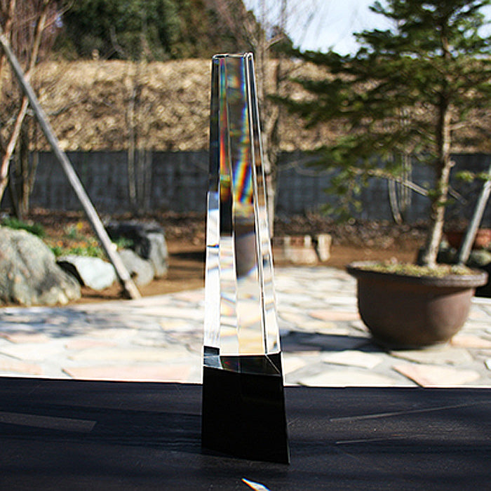 名入れ クリスタル トロフィー 2Dインサイドレーザー加工 | ヘキサゴンブラックベース