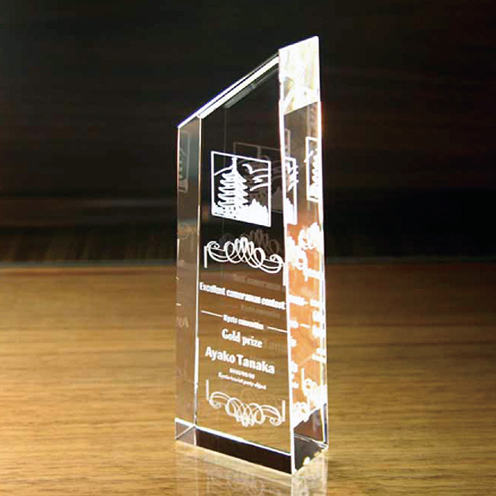 名入れ クリスタル トロフィー 2Dインサイドレーザー加工 | シンプルスタイル2