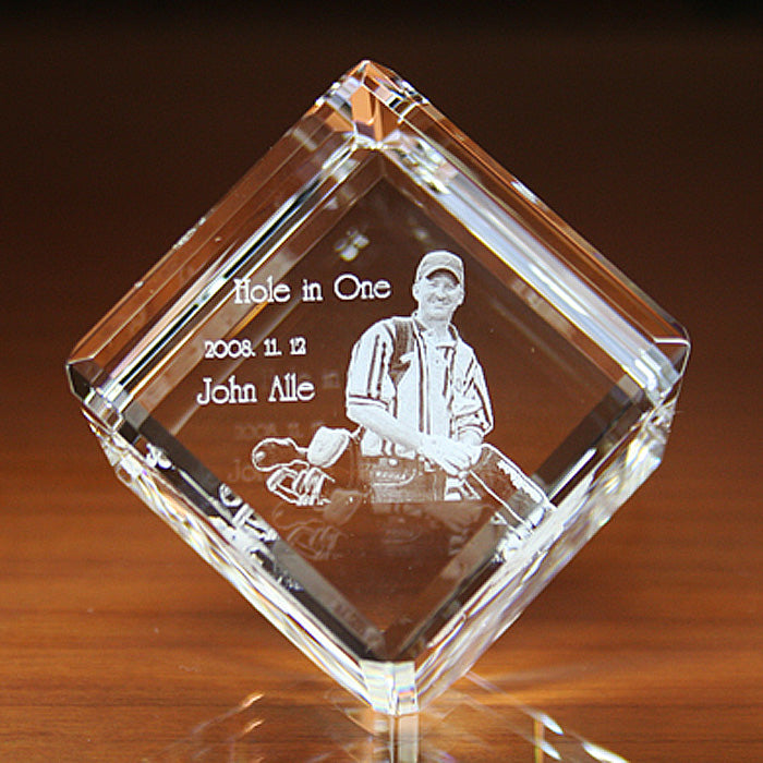 名入れ クリスタル オーナメント 2Dインサイドレーザー加工 | キューブ倒角