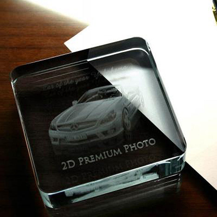 名入れ クリスタル ペーパーウエイト 2Dインサイドレーザー加工 | クリアベース