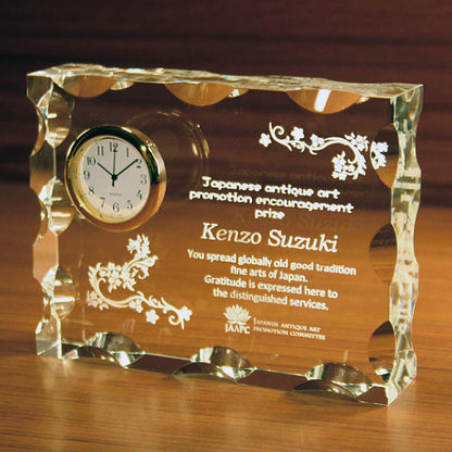 名入れ クリスタル クロック 2Dインサイドレーザー加工 | カットスクエア時計