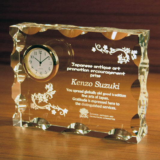 名入れ クリスタル クロック 2Dインサイドレーザー加工 | カットスクエア時計