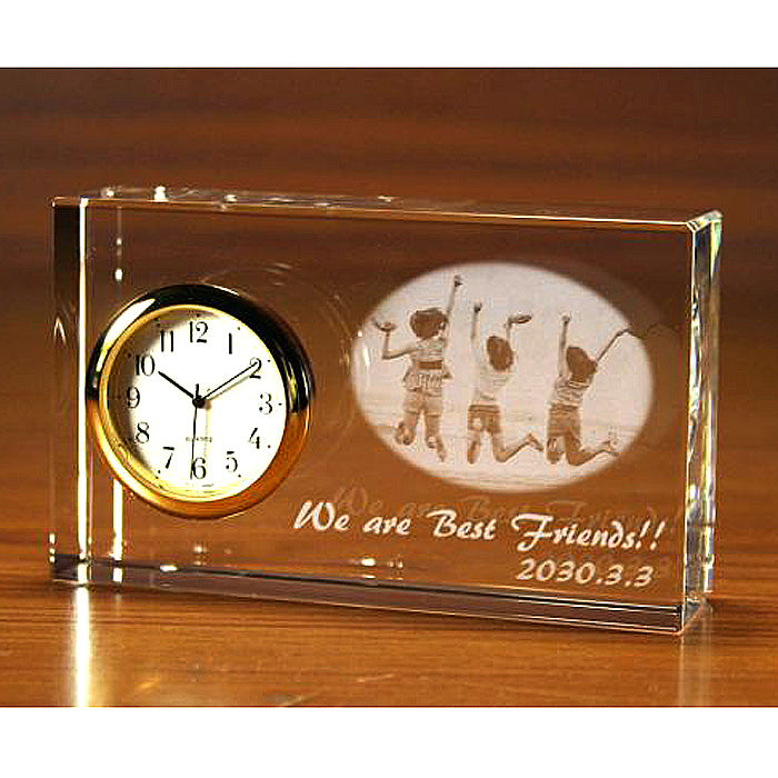 名入れ クリスタル クロック 2Dインサイドレーザー加工 | キューブ時計