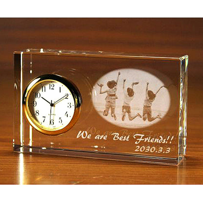 名入れ クリスタル クロック 2Dインサイドレーザー加工 | キューブ時計
