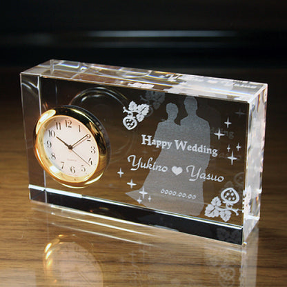 名入れ クリスタル クロック 2Dインサイドレーザー加工 | キューブ時計