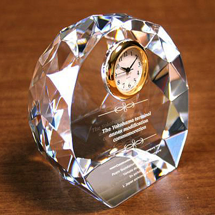 名入れ クリスタル クロック 2Dインサイドレーザー加工 | ダイヤカットアーチ時計