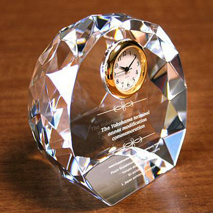 名入れ クリスタル クロック 2Dインサイドレーザー加工 | ダイヤカットアーチ時計