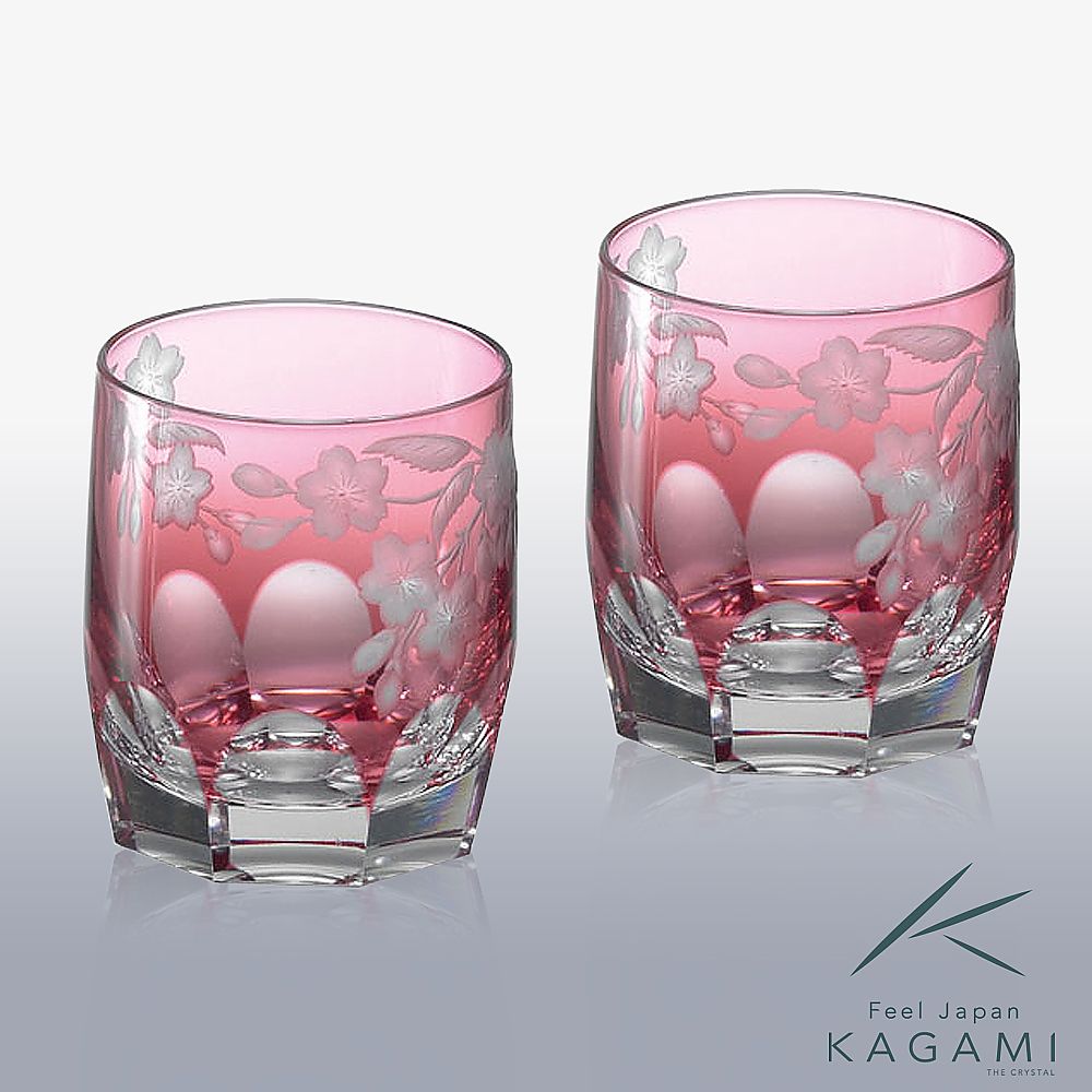 カガミクリスタル KAGAMI | ペアロックグラス 桜 TPS117-2678-CAU
