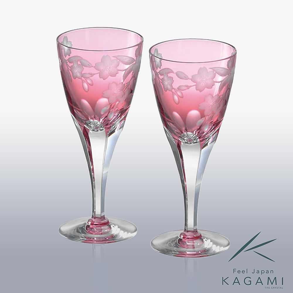 カガミクリスタル KAGAMI | ペアワイングラス 桜 KPS803-2678-CAU