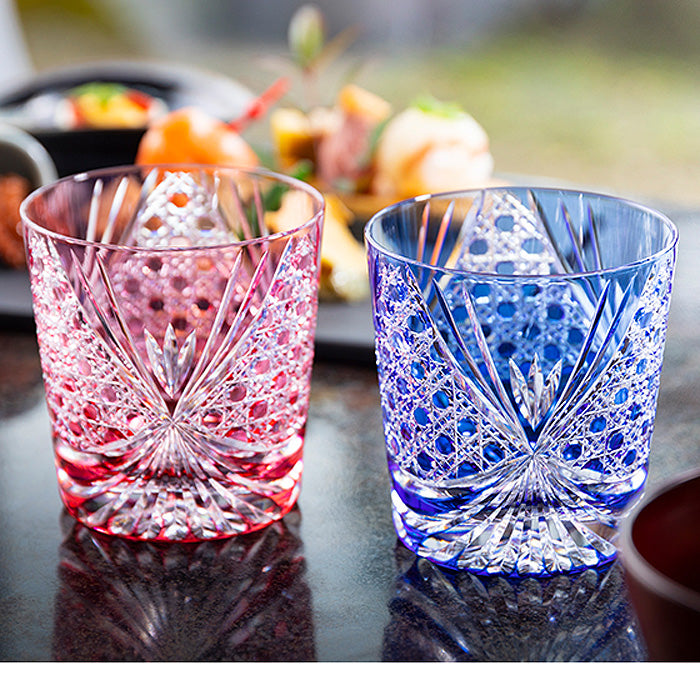 カガミクリスタル KAGAMI | 江戸切子 ペアロックグラス 襷 TPS577-2965-AB