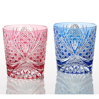 カガミクリスタル KAGAMI | 江戸切子 ペアロックグラス 襷 TPS577-2965-AB