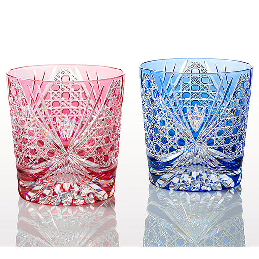 カガミクリスタル KAGAMI | 江戸切子 ペアロックグラス 襷 TPS577-2965-AB