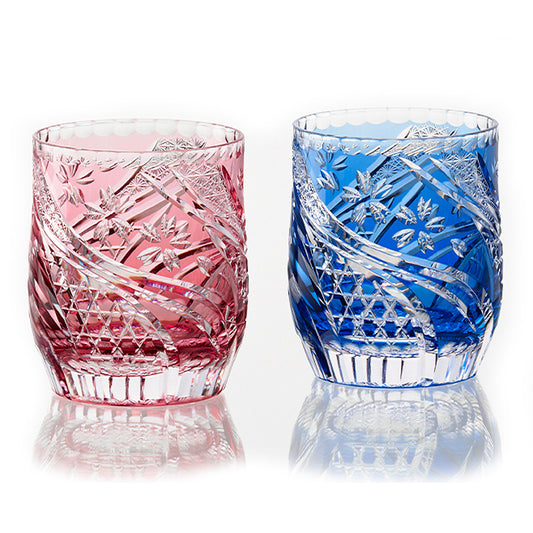 カガミクリスタル KAGAMI | 江戸切子 ペアロックグラス 桜流