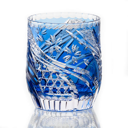 カガミクリスタル KAGAMI | 江戸切子 ロックグラス 桜流 青