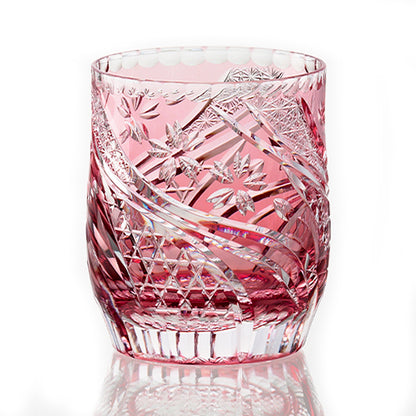カガミクリスタル KAGAMI | 江戸切子 ロックグラス 桜流 赤
