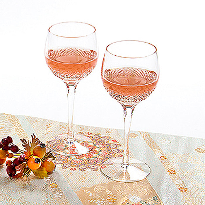 カガミクリスタル KAGAMI | 江戸切子 ペアワイングラス 帯 KWP84-2901 | 名入れ メッセージ 名前入り