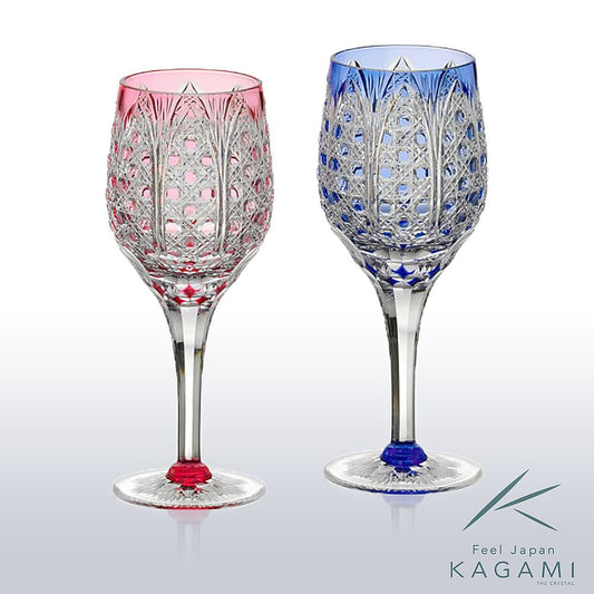 カガミクリスタル KAGAMI | 江戸切子 ペア葡萄酒杯 KPS9802-2521-AB 受注生産商品