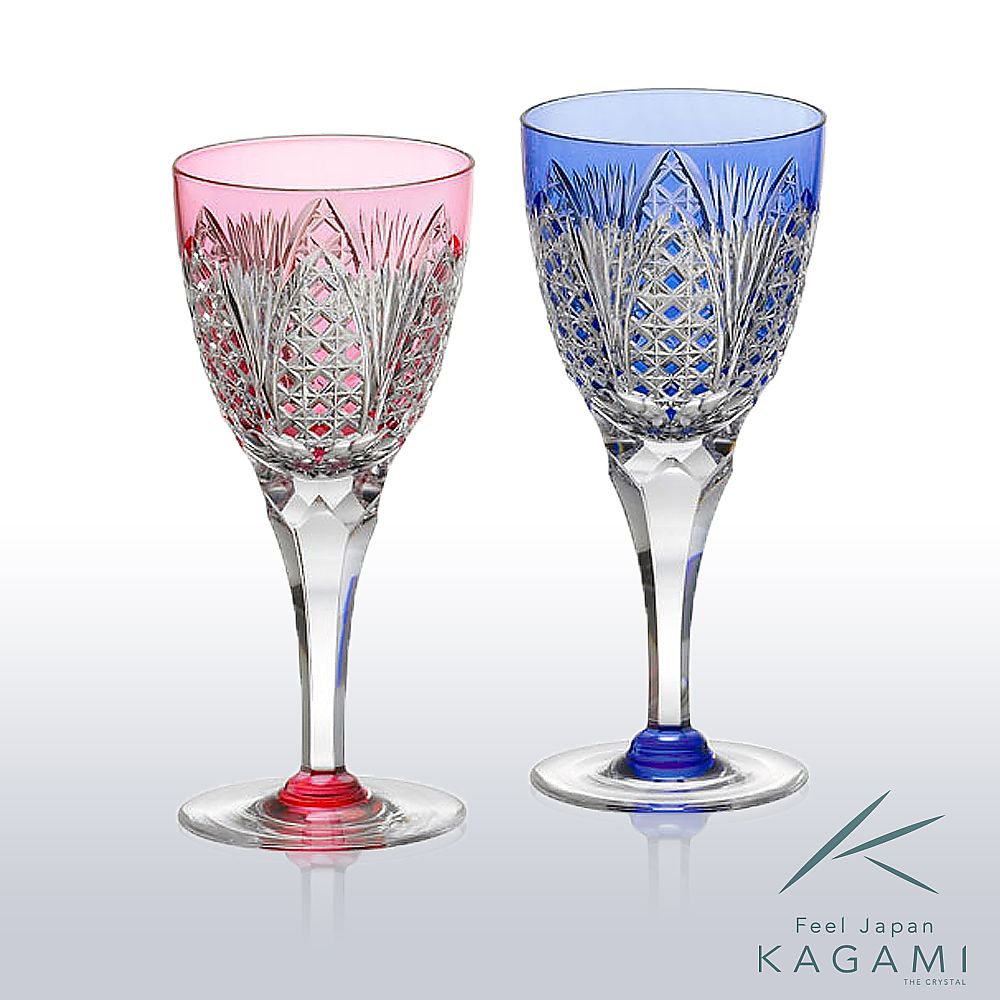 カガミクリスタル KAGAMI | 江戸切子 ペア葡萄酒杯 KPS810-2250-AB