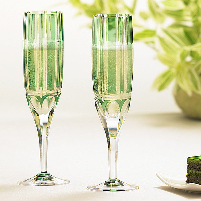 カガミクリスタル KAGAMI | 江戸切子 ペアフルートシャンパングラス 竹の膳 KPS897-1908-CGR | 名入れ メッセージ 名前入り