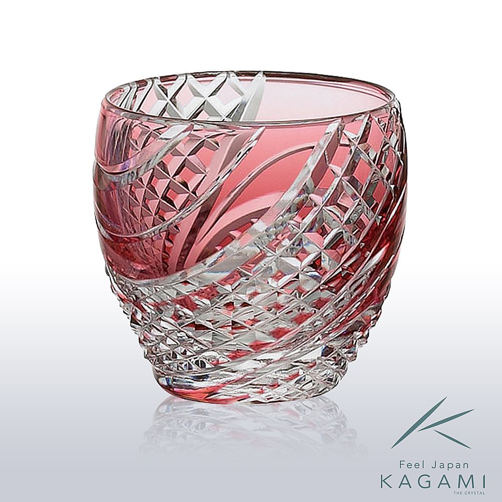 カガミクリスタル KAGAMI | 江戸切子 冷酒杯 赤 魚子流し 紋 T535-2044-CAU