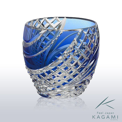 カガミクリスタル KAGAMI | 江戸切子 冷酒杯 青 魚子流し 紋 T535-2044-CCB