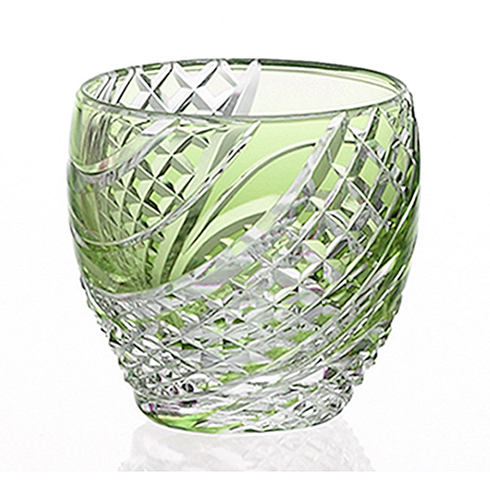 カガミクリスタル KAGAMI | 江戸切子 冷酒杯 緑 魚子流し 紋 T535-2044-CGR