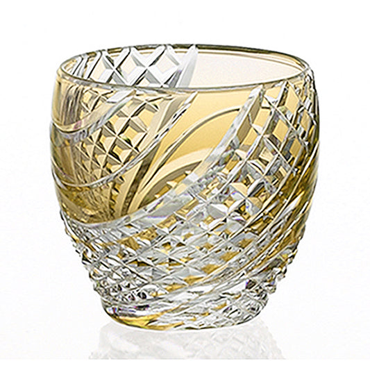 カガミクリスタル KAGAMI | 江戸切子 冷酒杯 黄 魚子流し 紋 T535-2044-CUM