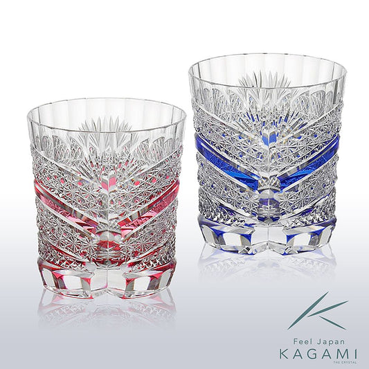 カガミクリスタル KAGAMI | 江戸切子 ペアロックグラス 八角籠目 紋 TPS685-2524-AB