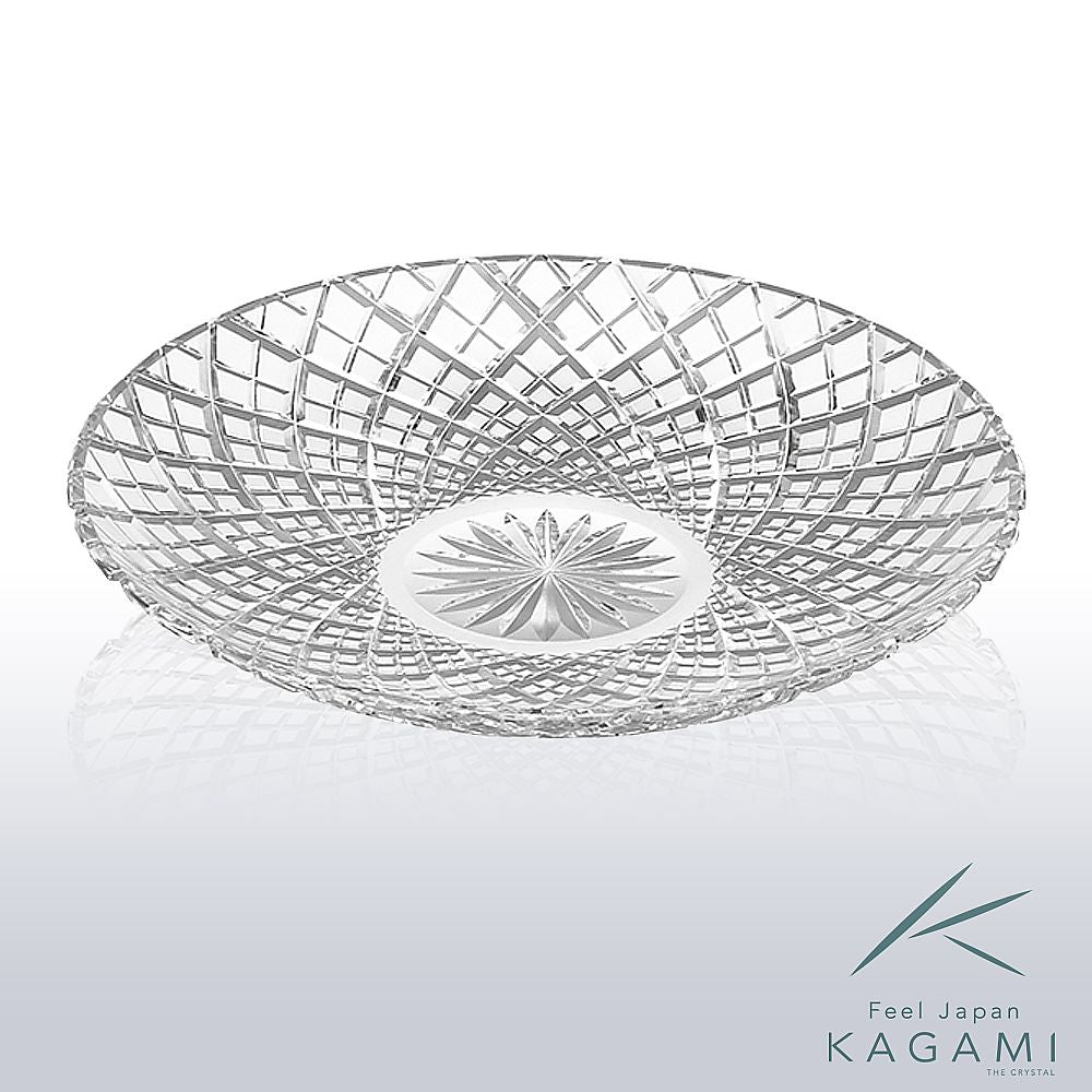 カガミクリスタル KAGAMI | 江戸切子 八寸皿 矢来重 紋 D302-1564