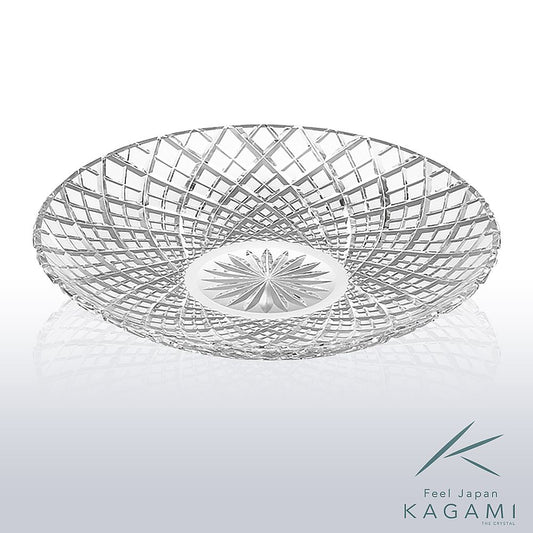 カガミクリスタル KAGAMI | 江戸切子 八寸皿 矢来重 紋 D302-1564