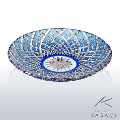 カガミクリスタル KAGAMI | 江戸切子 八寸皿 矢来重 紋 D302-1564-CCB