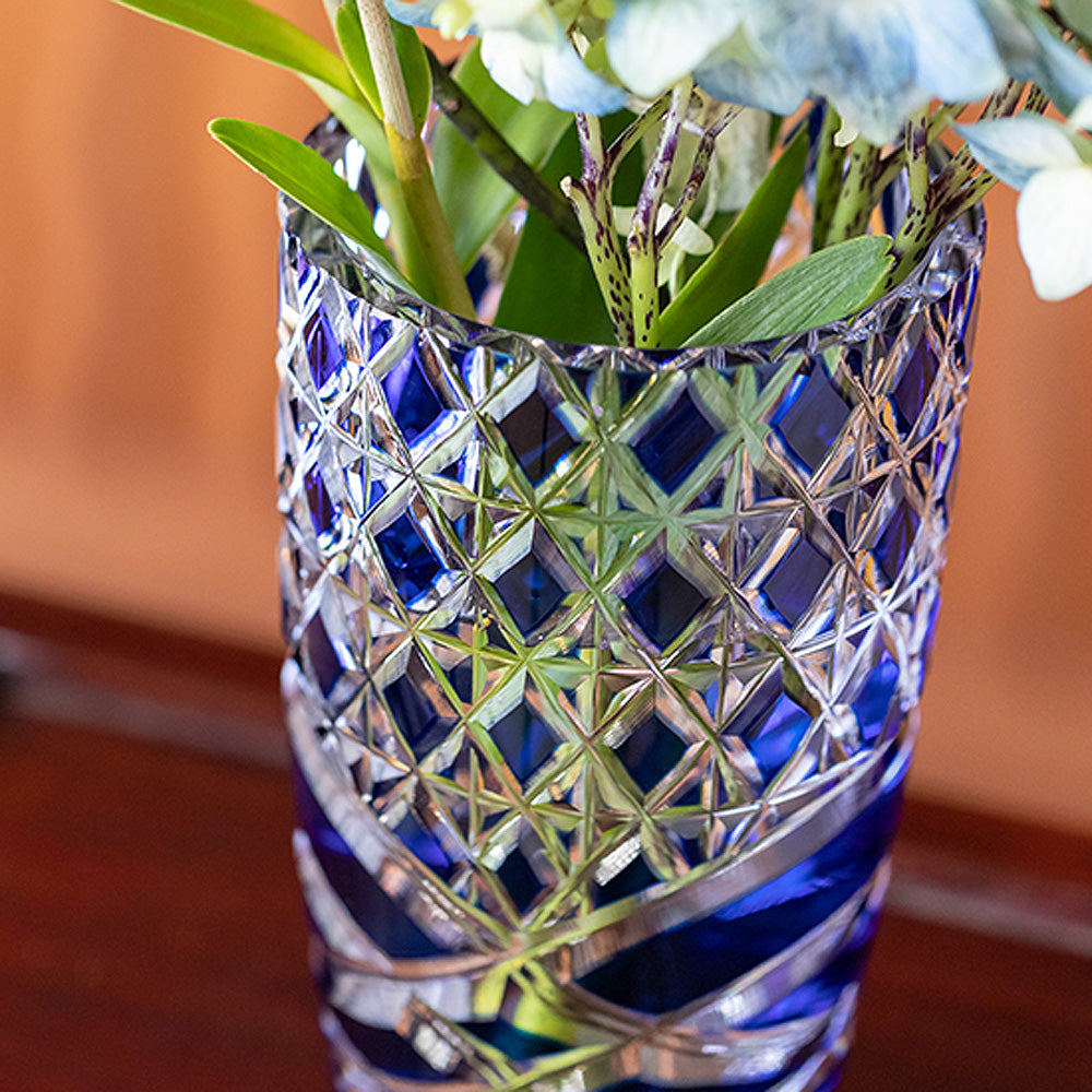 カガミクリスタル KAGAMI | 江戸切子 花瓶 潮騒 F715-3024-CCB