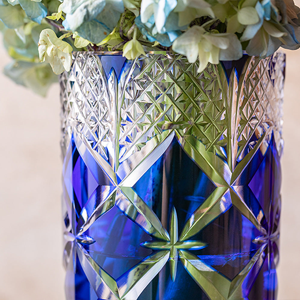 カガミクリスタル KAGAMI | 江戸切子 花瓶 菱四花 F672-3033-CCB