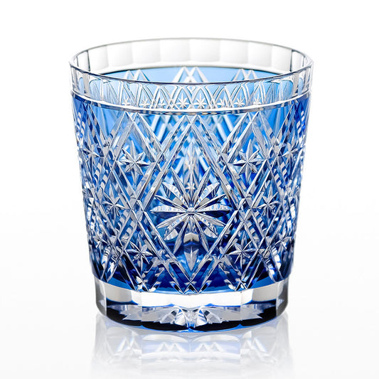 カガミクリスタル | 江戸切子 ロックグラス 菱花 青 T787-3032-CCB 伝統工芸士 篠崎英明